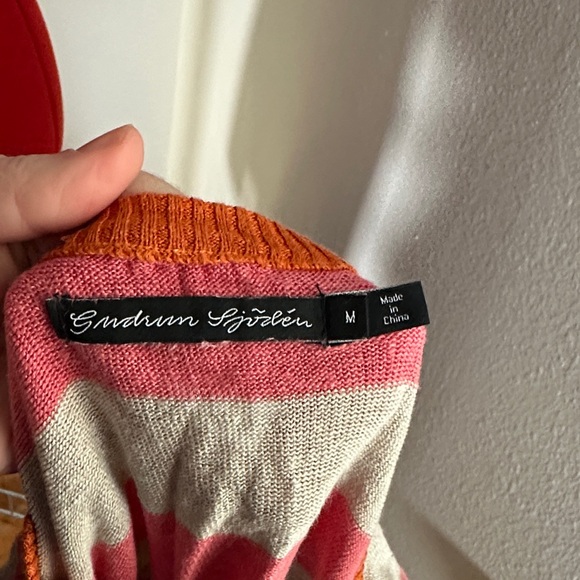 Gudrun Sjoden Red and Cream Striped Linen Sweater - Picture 10 of 11
